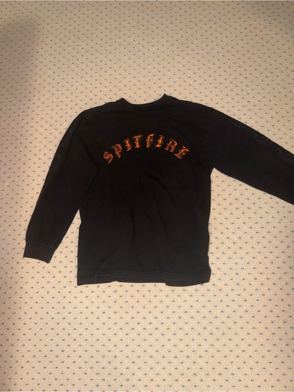 Spitfire Black Long Sleeve Crew with Orange Logo